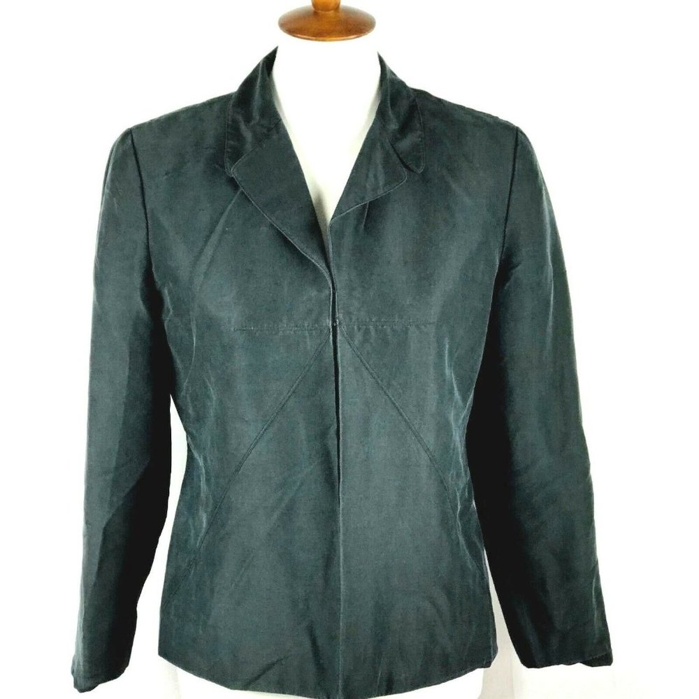 Shomi Silk Blazer Hook & Eye Closure Lined Black
